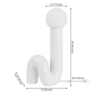 Katya 18" Scandinavian Minimalist Ceramic Spiral Tube LED Table Lamp - JONATHAN Y